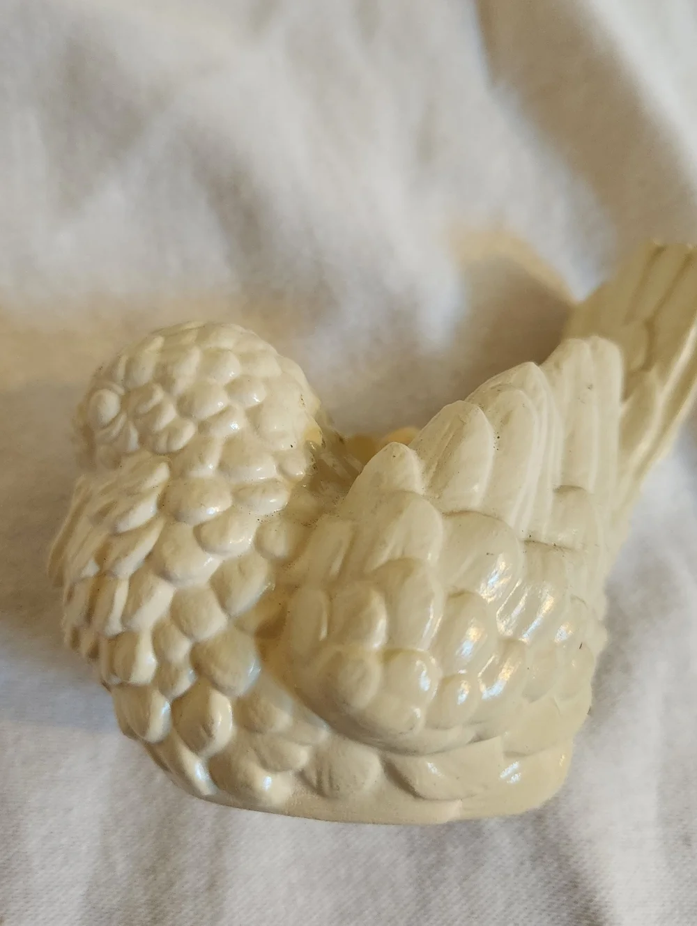 Vintage White Bird Figurine Dove Sparrow Resin Cottage Decor
